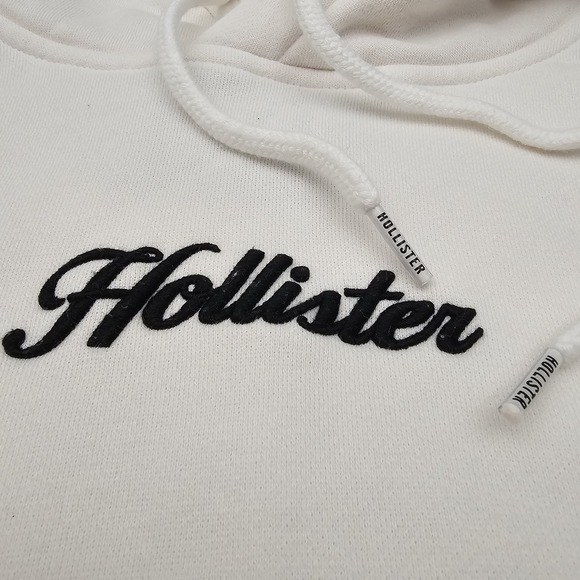 Hollister Womens XS White Pullover Hoodie Drawstring Preppy Surf Beach - Picture 2 of 9